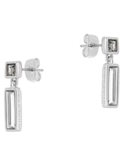 Karen Millen Silver Tone Crystal Baguette Drop Earrings - Image 4 of 6