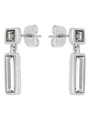 Karen Millen Silver Tone Crystal Baguette Drop Earrings - Image 5 of 6