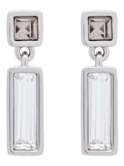 Karen Millen Silver Tone Crystal Baguette Drop Earrings - Image 6 of 6