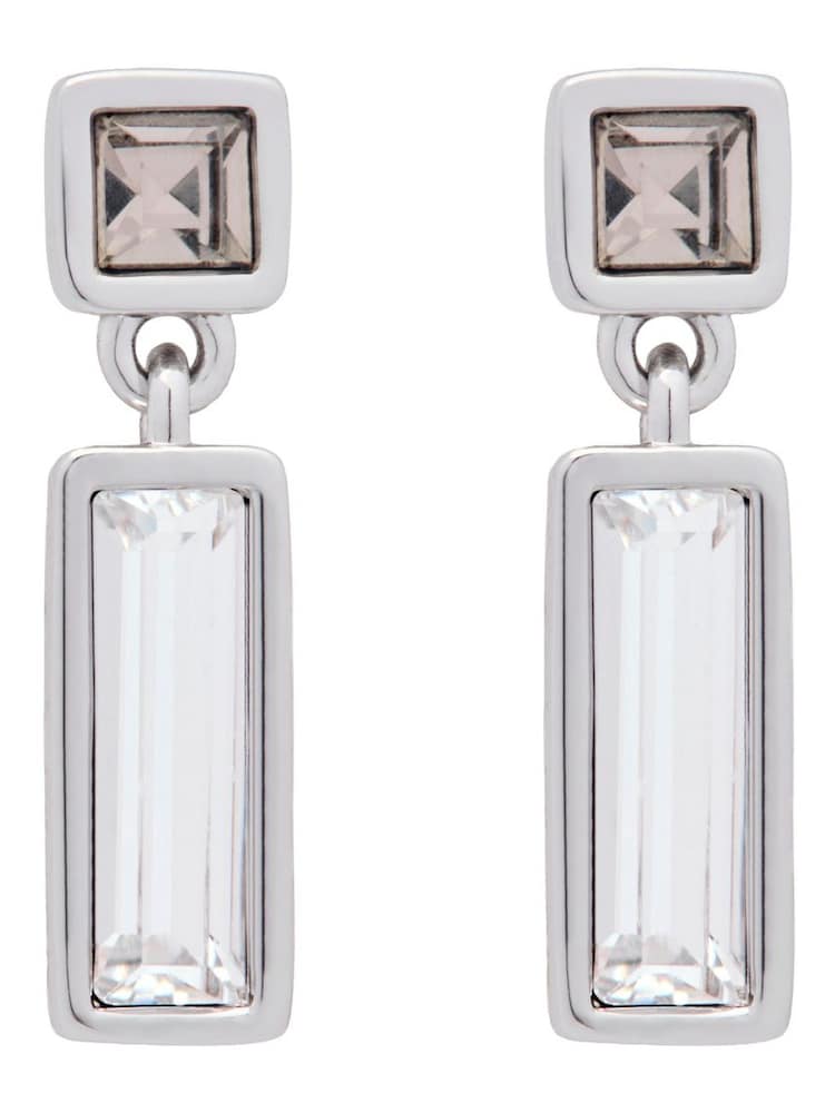 Karen Millen Silver Tone Crystal Baguette Drop Earrings - Image 6 of 6 Karen Millen Silver Tone Crystal Baguette Drop Earrings - Image 6 of 6
