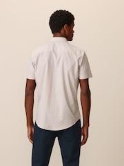 Neutral Brown Geometric Easy Iron Button Down Short Sleeve Oxford Shirt - Image 3 of 8