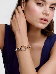 Karen Millen Gold Tone Crystal Chain Statement Bracelet - Image 1 of 5