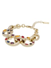 Karen Millen Gold Tone Crystal Chain Statement Bracelet - Image 4 of 5