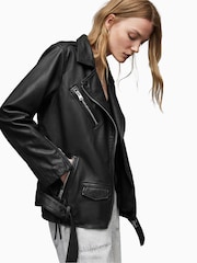 AllSaints Black Billie Biker Jacket - Image 3 of 9