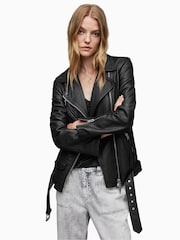 AllSaints Black Billie Biker Jacket - Image 4 of 9