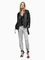 AllSaints Black Billie Biker Jacket - Image 5 of 9