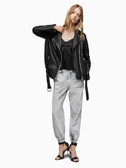 AllSaints Black Billie Biker Jacket - Image 6 of 9