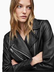 AllSaints Black Billie Biker Jacket - Image 7 of 9