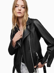 AllSaints Black Billie Biker Jacket - Image 8 of 9