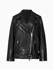 AllSaints Black Billie Biker Jacket - Image 9 of 9