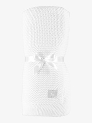 The Little Tailor White 100% Cotton Plush Knitted Blanket - Image 1 of 3