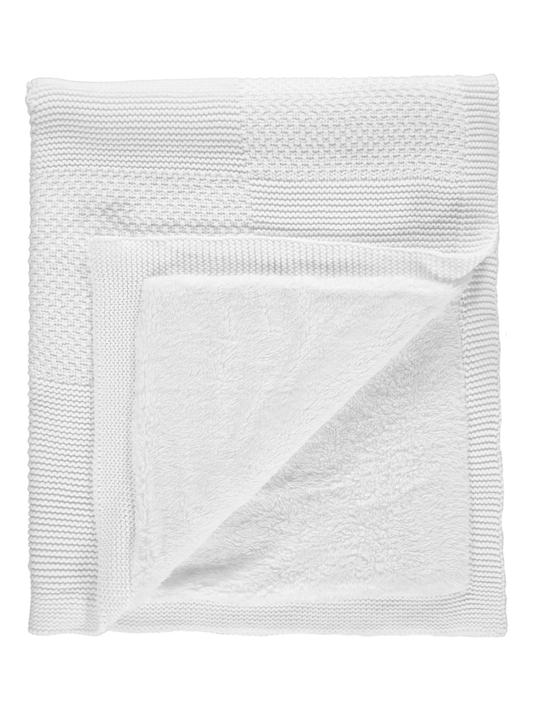The Little Tailor White 100% Cotton Plush Knitted Blanket - Image 2 of 3