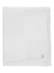 The Little Tailor White 100% Cotton Plush Knitted Blanket - Image 3 of 3