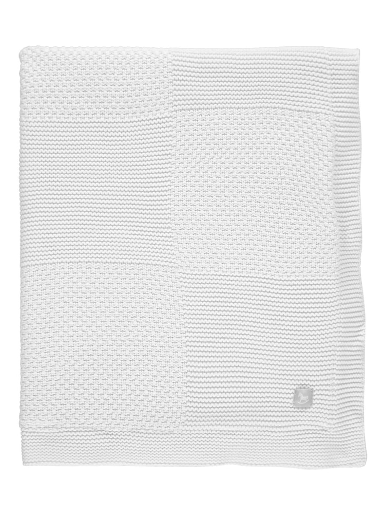 The Little Tailor White 100% Cotton Plush Knitted Blanket - Image 3 of 3