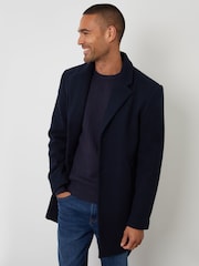 Threadbare Blue Faux Wool Overcoat - Image 1 of 5