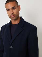 Threadbare Blue Faux Wool Overcoat - Image 4 of 5