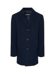 Threadbare Blue Faux Wool Overcoat - Image 5 of 5
