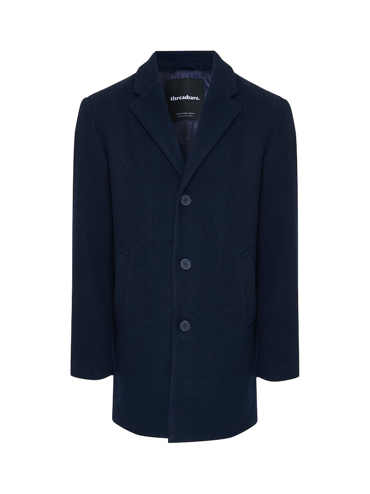 Threadbare Blue Faux Wool Overcoat - Image 5 of 5 Threadbare Blue Faux Wool Overcoat - Image 5 of 5