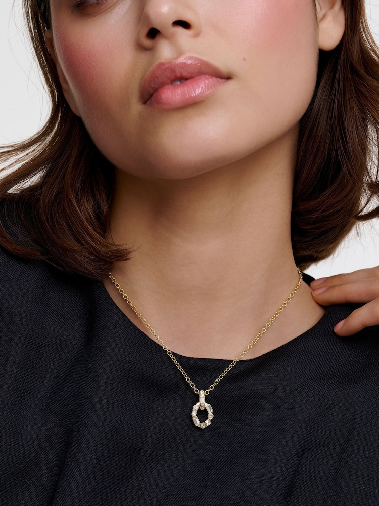 Karen Millen Gold Tone Crystal Chain Link Pendant Necklace - Image 1 of 5 Karen Millen Gold Tone Crystal Chain Link Pendant Necklace - Image 1 of 5