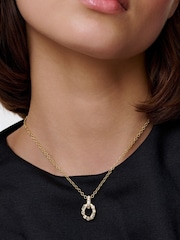 Karen Millen Gold Tone Crystal Chain Link Pendant Necklace - Image 2 of 5