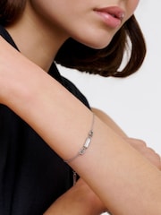 Karen Millen Silver Tone Crystal Baguette Bracelet - Image 1 of 6