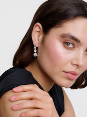 Karen Millen Silver Tone Crystal Flow Drop Earrings - Image 1 of 6