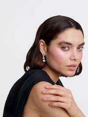 Karen Millen Silver Tone Crystal Flow Drop Earrings - Image 3 of 6