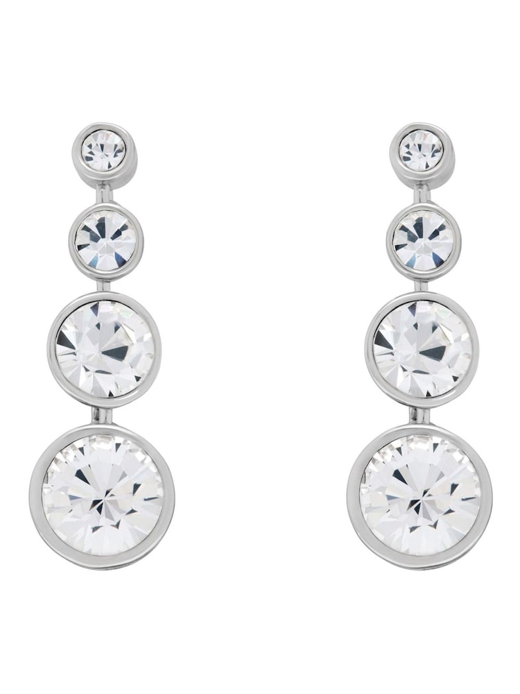 Karen Millen Silver Tone Crystal Flow Drop Earrings - Image 6 of 6 Karen Millen Silver Tone Crystal Flow Drop Earrings - Image 6 of 6