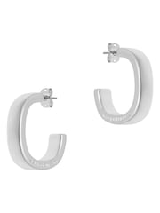 Karen Millen Silver Tone Logo Hoop Earrings - Image 4 of 6