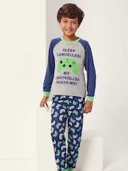 Harry Bear Grey/Blue Gaming Long Sleeved Pyjama Set - Image 1 of 5