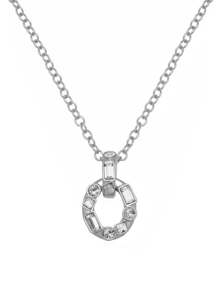 Karen Millen Silver Tone Crystal Chain Link Pendant Necklace - Image 1 of 5 Karen Millen Silver Tone Crystal Chain Link Pendant Necklace - Image 1 of 5