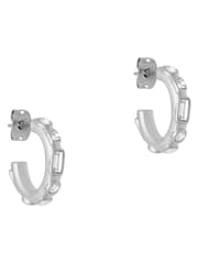 Karen Millen Silver Tone Crystal Hoop Earrings - Image 1 of 5