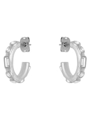 Karen Millen Silver Tone Crystal Hoop Earrings - Image 2 of 5