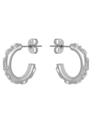 Karen Millen Silver Tone Crystal Hoop Earrings - Image 3 of 5
