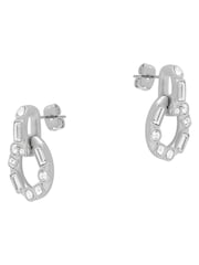 Karen Millen Silver Tone Crystal Chain Link Drop Earrings - Image 1 of 5