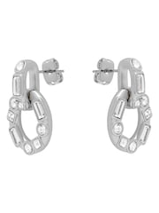 Karen Millen Silver Tone Crystal Chain Link Drop Earrings - Image 2 of 5