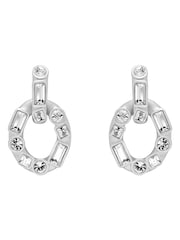 Karen Millen Silver Tone Crystal Chain Link Drop Earrings - Image 3 of 5