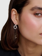 Karen Millen Silver Tone Crystal Chain Link Drop Earrings - Image 4 of 5