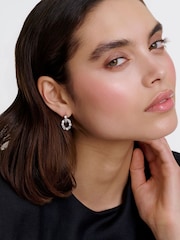 Karen Millen Silver Tone Crystal Chain Link Drop Earrings - Image 5 of 5