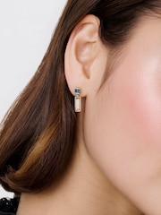Karen Millen Gold Tone Crystal Baguette Drop Earrings - Image 3 of 6