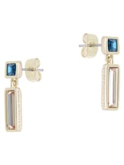 Karen Millen Gold Tone Crystal Baguette Drop Earrings - Image 4 of 6
