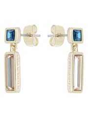 Karen Millen Gold Tone Crystal Baguette Drop Earrings - Image 5 of 6