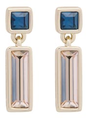Karen Millen Gold Tone Crystal Baguette Drop Earrings - Image 6 of 6