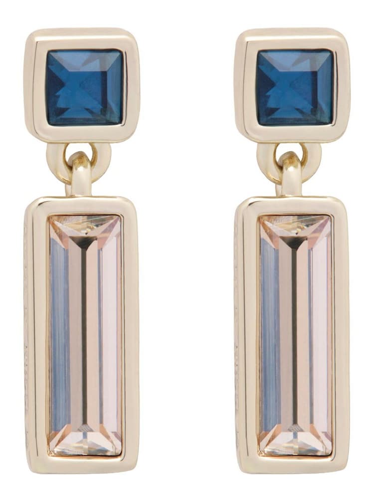 Karen Millen Gold Tone Crystal Baguette Drop Earrings - Image 6 of 6 Karen Millen Gold Tone Crystal Baguette Drop Earrings - Image 6 of 6