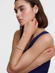 Karen Millen Gold Tone Logo Pearl Hinged Bangle - Image 3 of 6