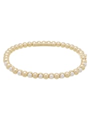 Karen Millen Gold Tone Logo Pearl Hinged Bangle - Image 5 of 6