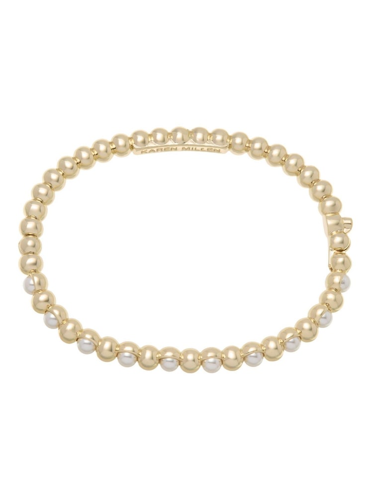 Karen Millen Gold Tone Logo Pearl Hinged Bangle - Image 6 of 6 Karen Millen Gold Tone Logo Pearl Hinged Bangle - Image 6 of 6