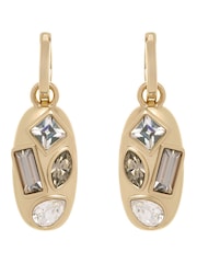 Karen Millen Gold Tone Crystal Pebble Drop Earrings - Image 4 of 6