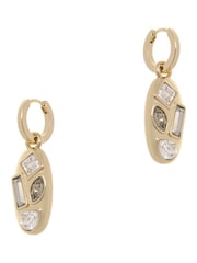 Karen Millen Gold Tone Crystal Pebble Drop Earrings - Image 5 of 6
