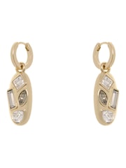 Karen Millen Gold Tone Crystal Pebble Drop Earrings - Image 6 of 6
